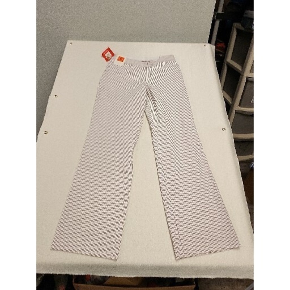 NEW Women's Isaac Mizrahi White Purple Pinstripes Dress Pants Size 8 Zip New